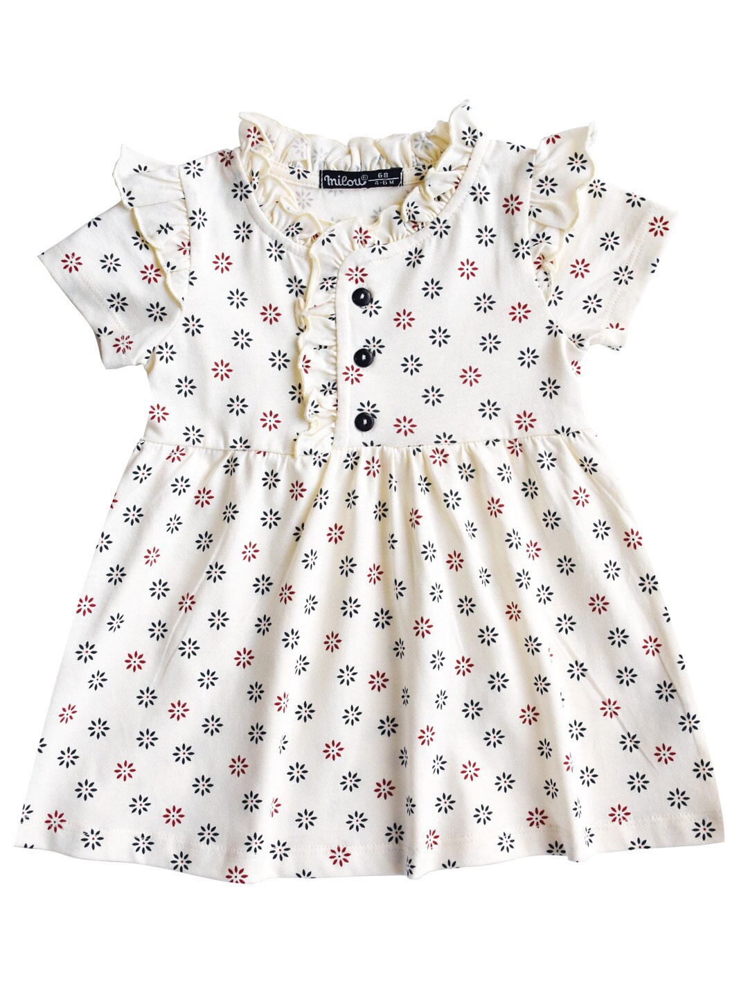 

milou Printed Fit &Flare Pure Cotton Dress, Off white