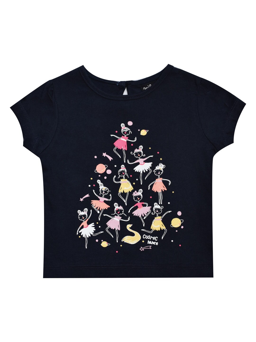 

milou Girls Printed Cotton T-shirt, Navy blue