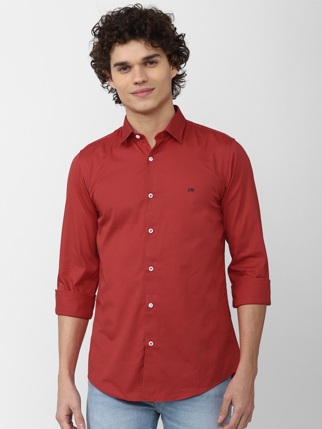 

Peter England Casuals Men Slim Fit Casual Cotton Shirt, Red