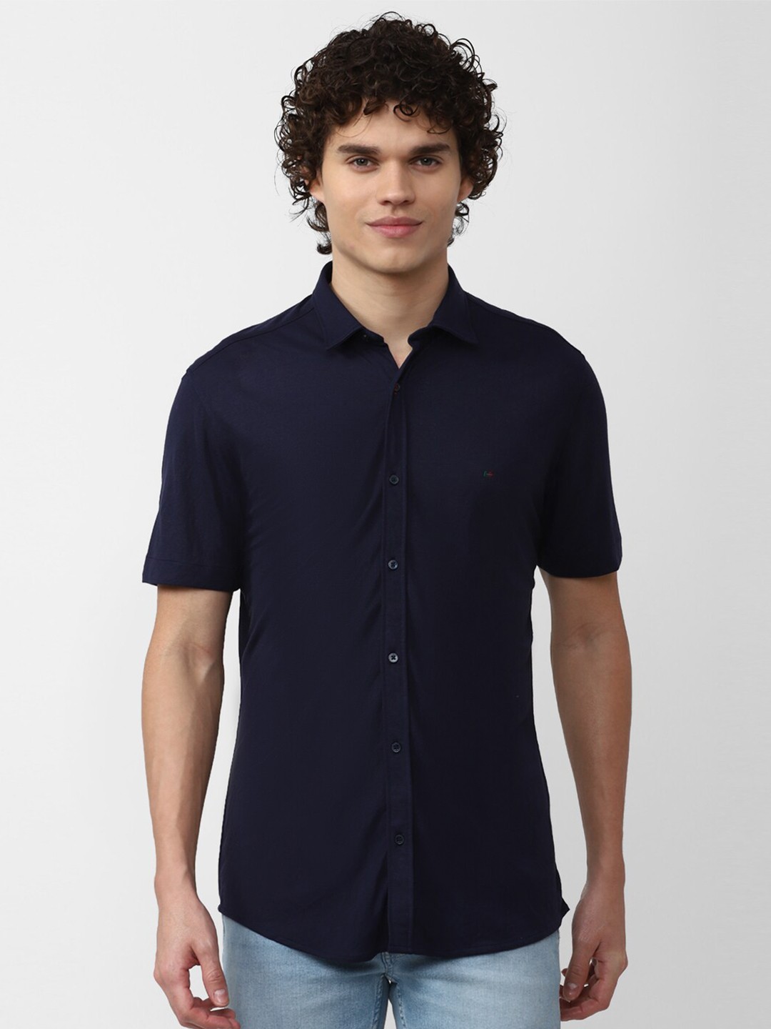 

Peter England Casuals Men Slim Fit Casual Shirt, Navy blue