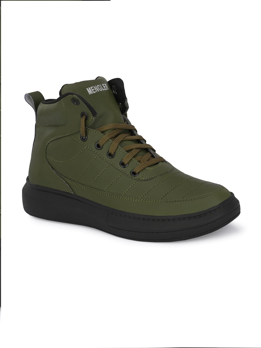 

MENGLER Men Mid-Top Lace-Up Regular Boots, Olive