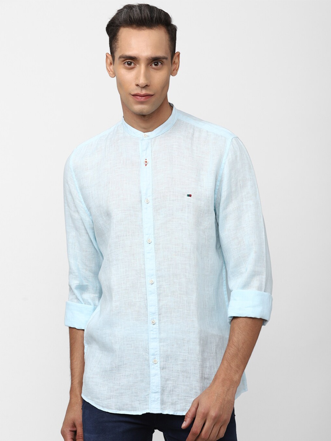 

Peter England Casuals Men Slim Fit Linen Casual Shirt, Blue