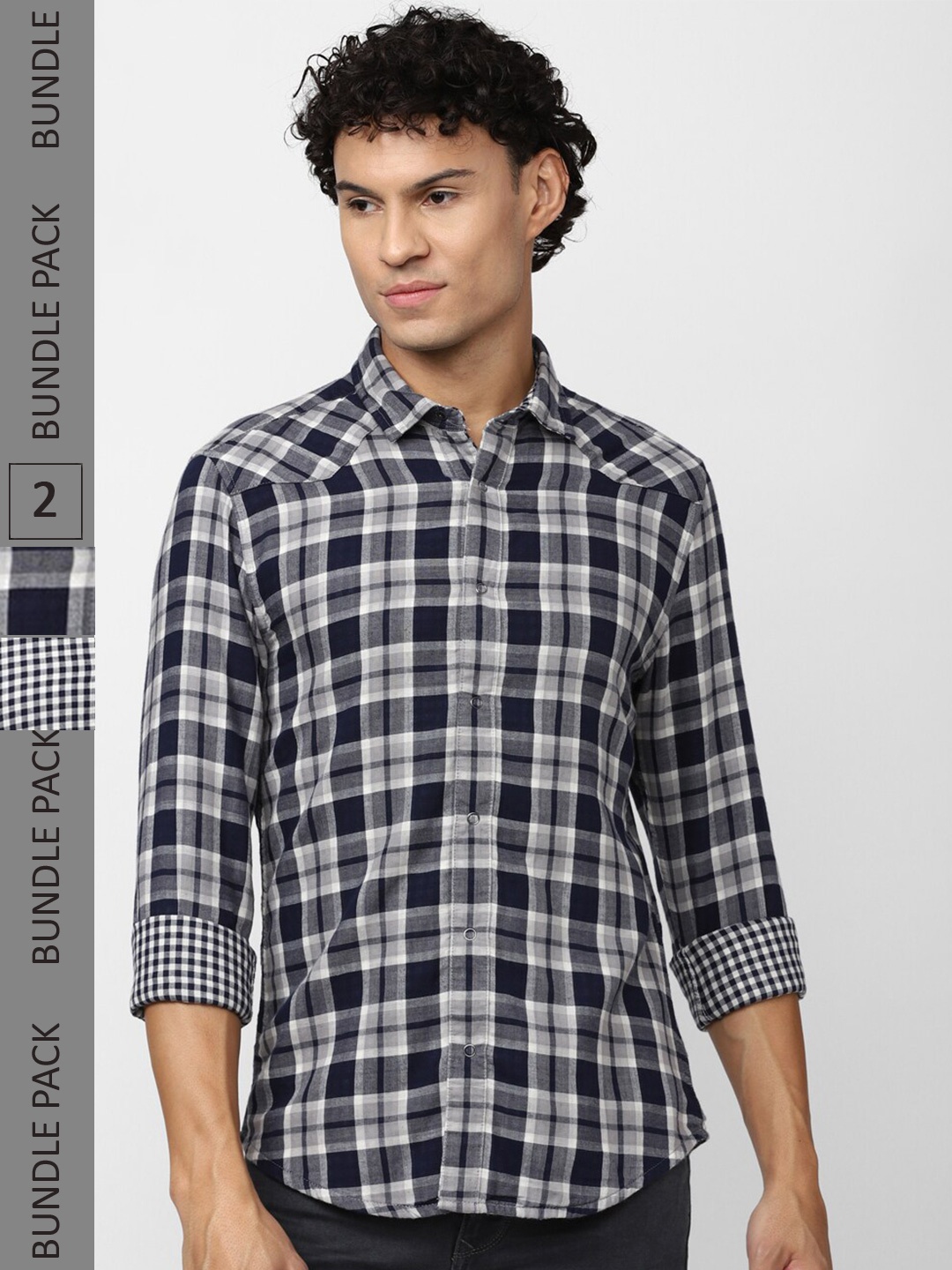 

Peter England Casuals Men Slim Fit Checked Casual Cotton Shirt, Black
