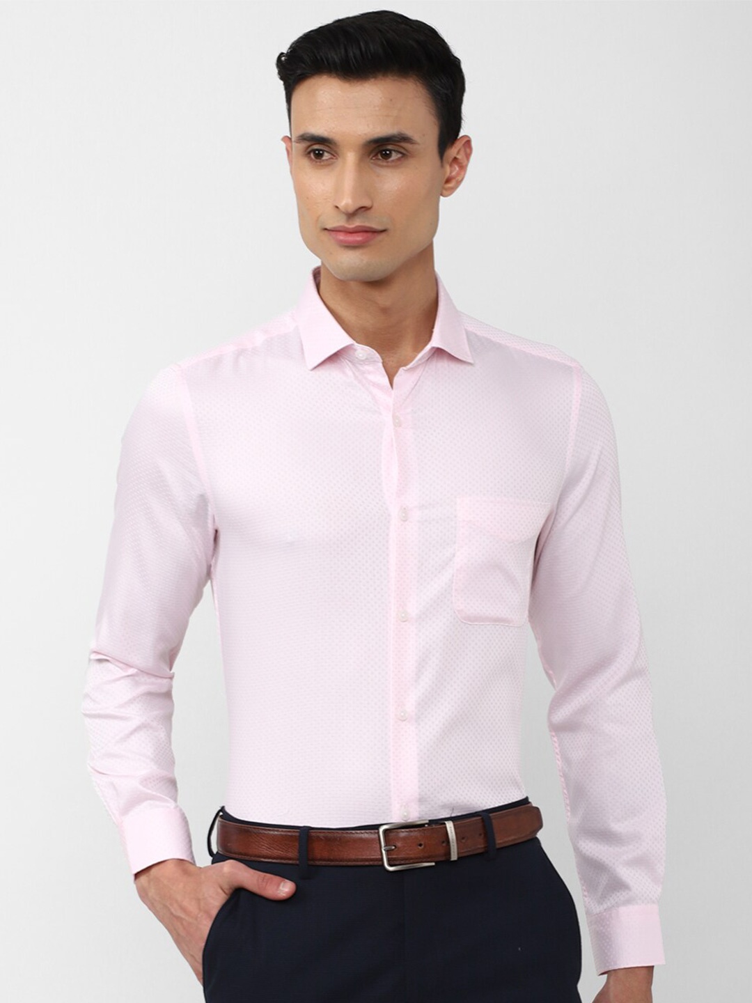 

Peter England Elite Men Slim Fit Formal Shirt, Pink