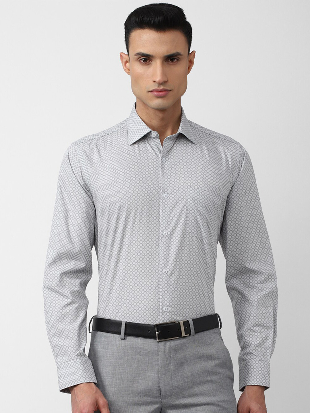 

Van Heusen Men Grey Printed Formal Shirt