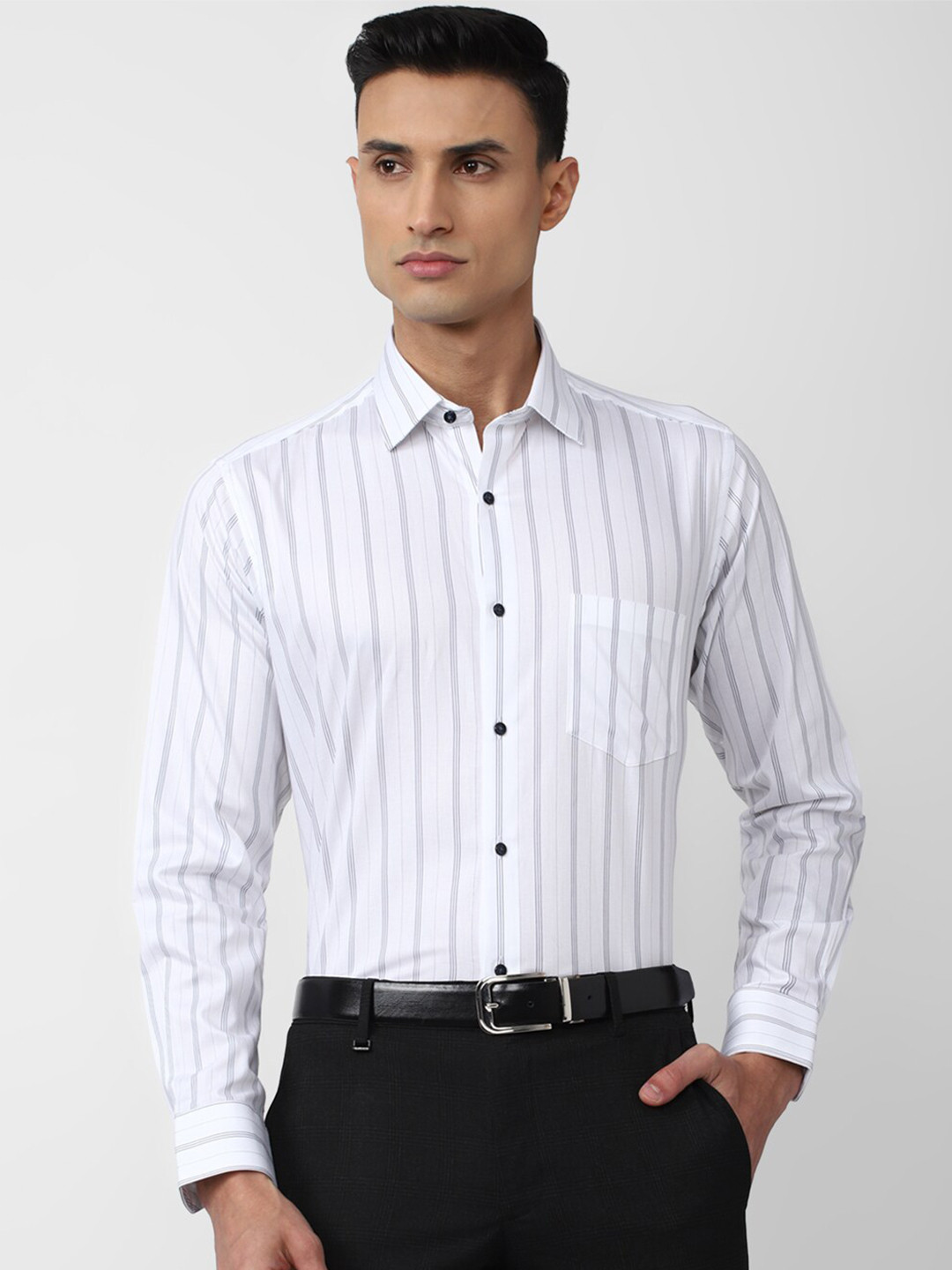 

Van Heusen Men White Striped Formal Shirt