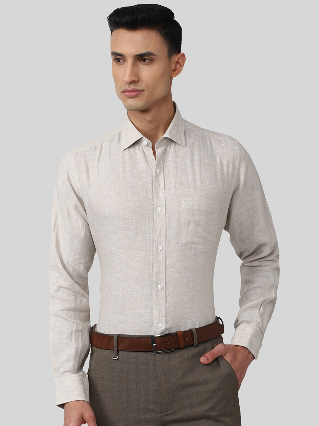 

Van Heusen Men Comfort Linen Formal Shirt, Grey