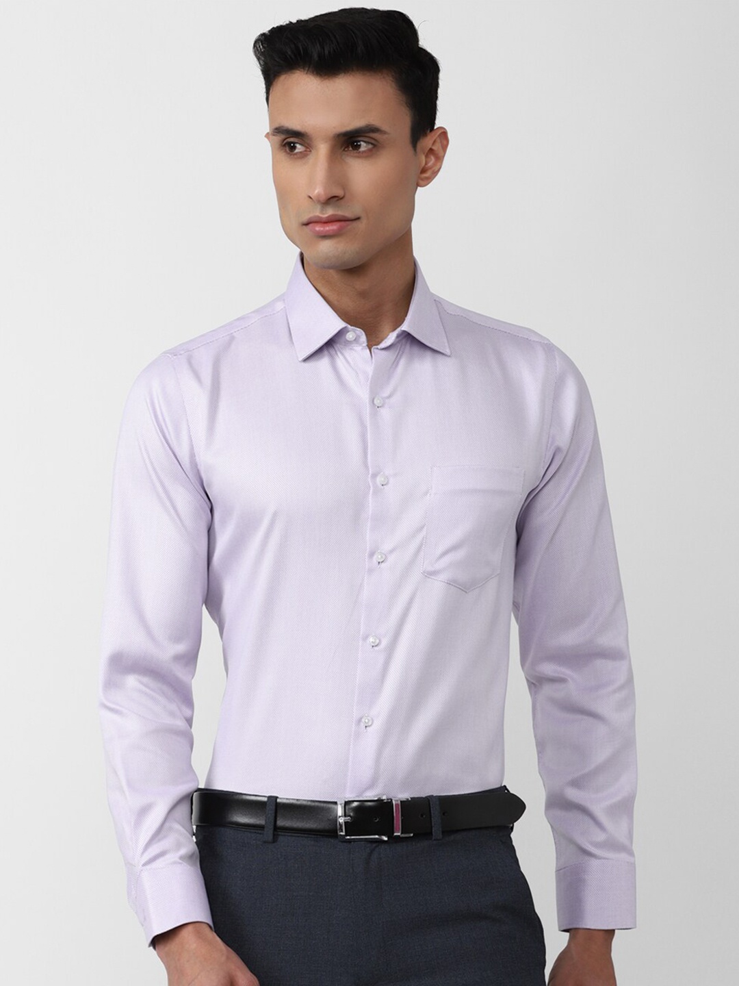 

Van Heusen Men Comfort Slim Fit Cotton Formal Shirt, Purple