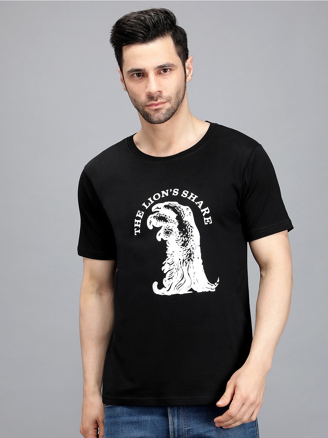 

TRENDY RABBIT Men Printed T-shirt, Black
