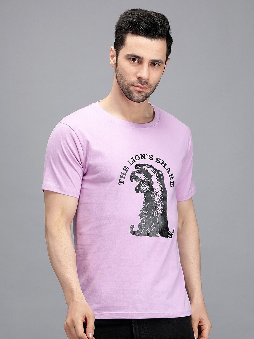 

TRENDY RABBIT Men Graphic Printed Cotton T-shirt, Lavender
