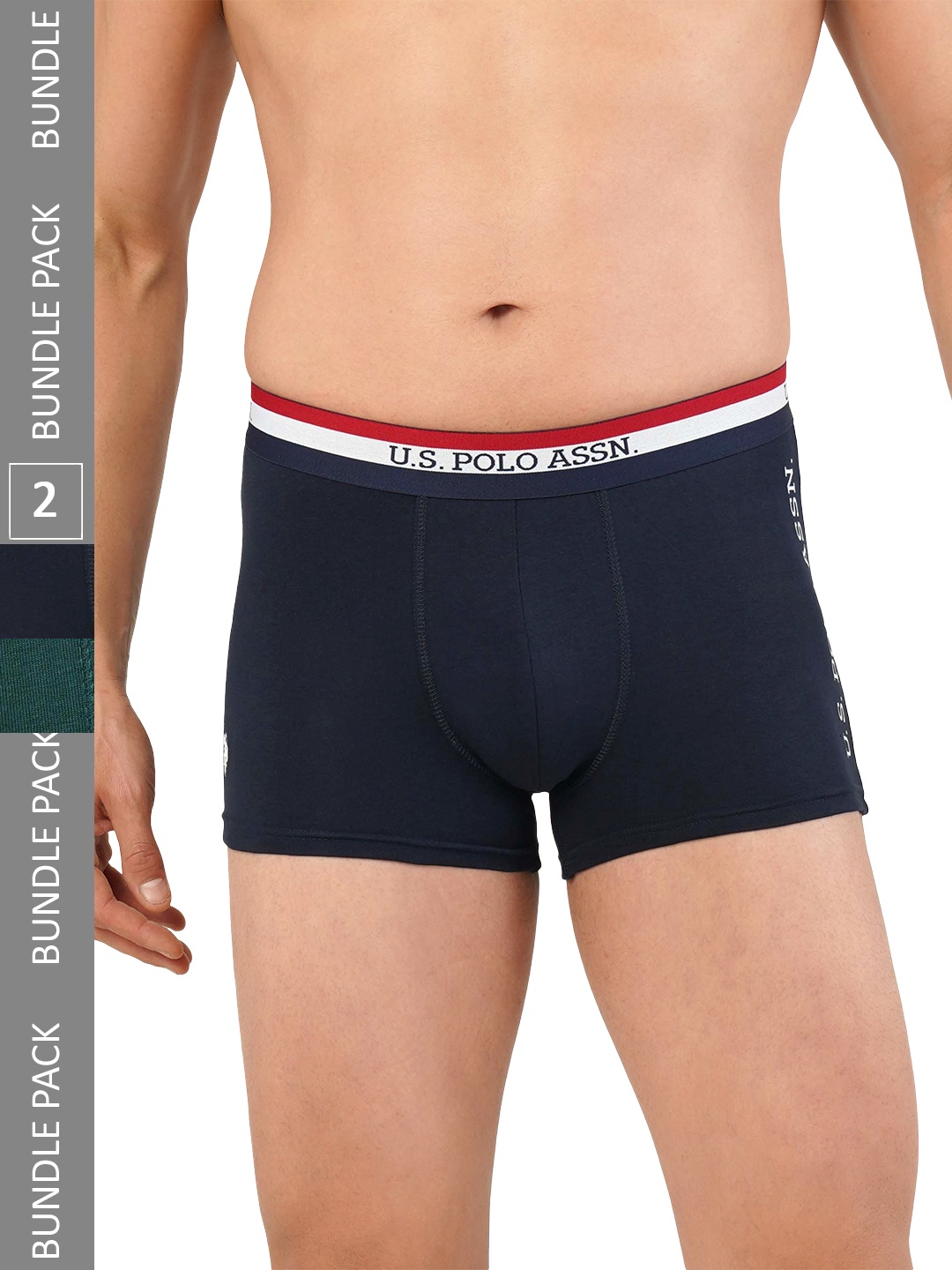 

U.S. Polo Assn. Men Pack Of 2 Cotton Trunks ET002-ND1-P2, Navy blue