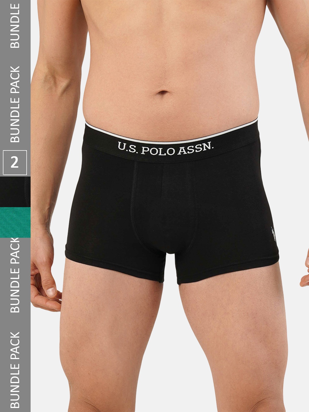

U.S. Polo Assn. Men Pack Of 2 Cotton Trunks ET004-ZD1-P2, Black
