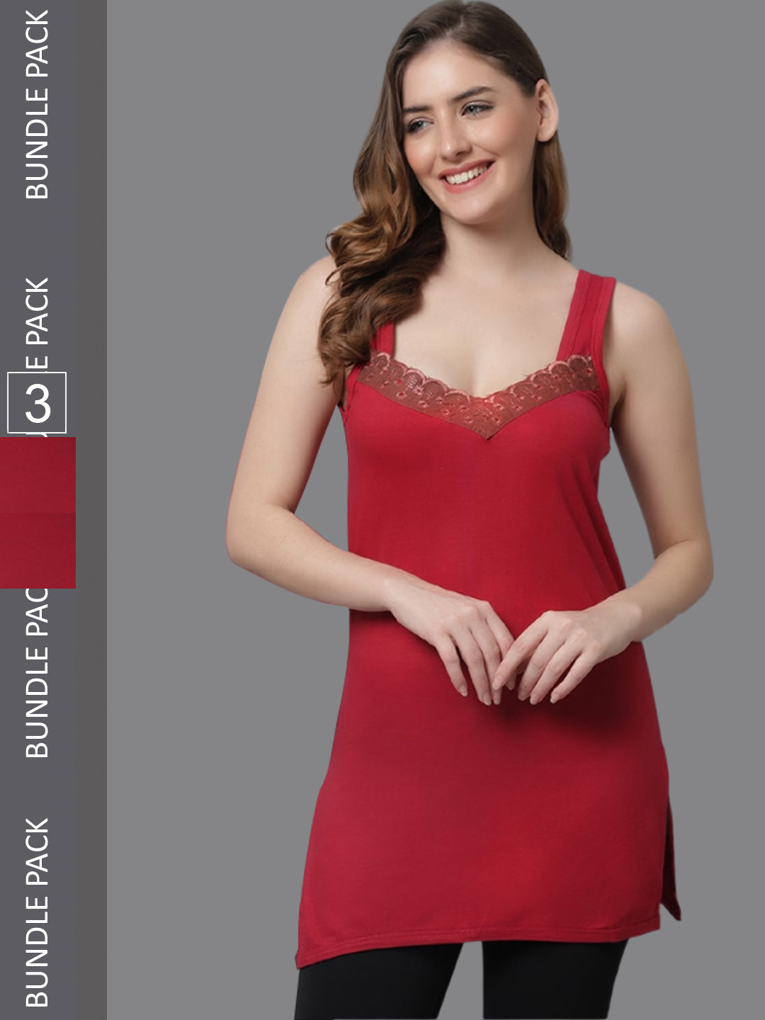 

KEX Women Pack Of 3 Longline Camisoles, Maroon