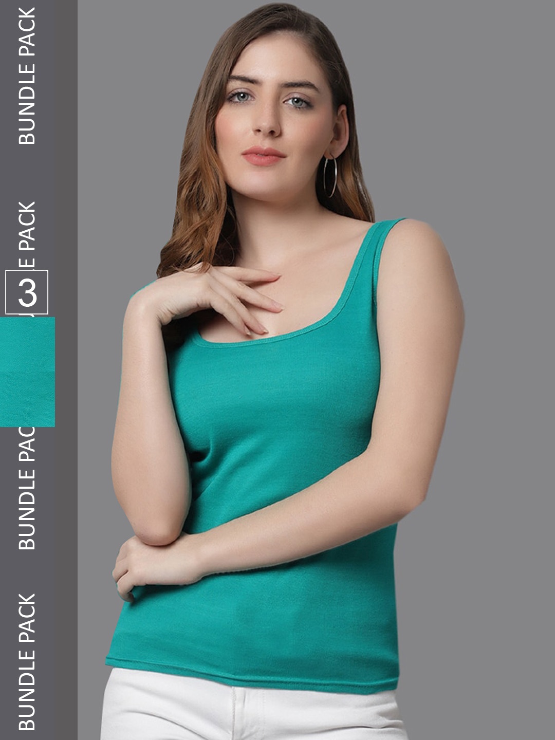 

Kex Women Pack Of 3 Cotton Round Neck Tank Top Camisoles, Green