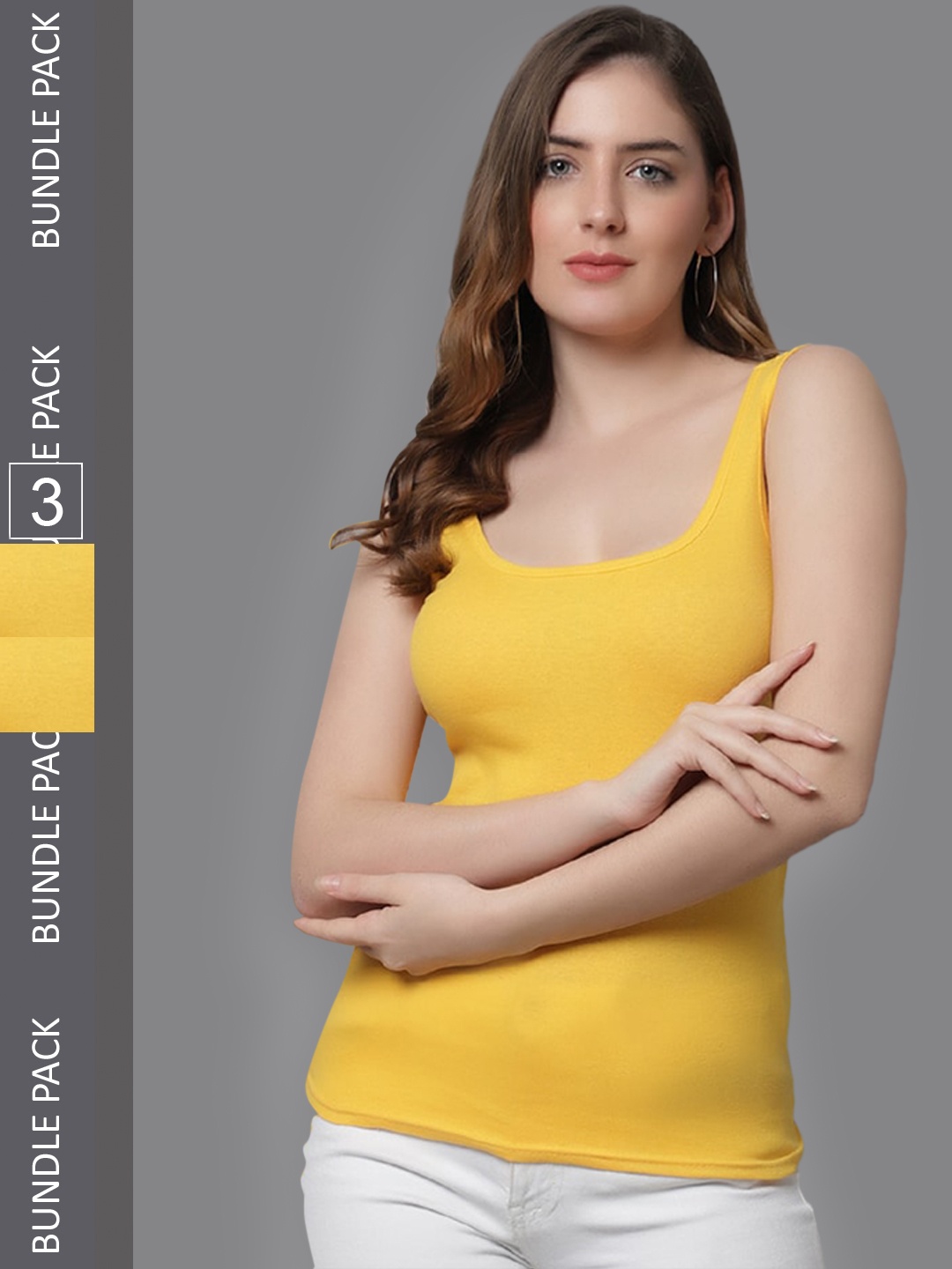

KEX Women Pack Of 3 Non Padded Cotton Camisole, Yellow