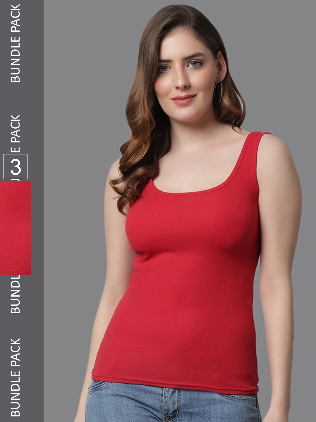 

KEX Women Pack Of 3 Camisoles, Red
