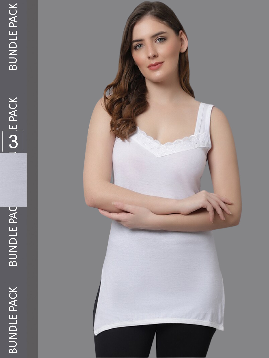 

KEX Women Pack Of 3 Non-Padded Camisoles, White