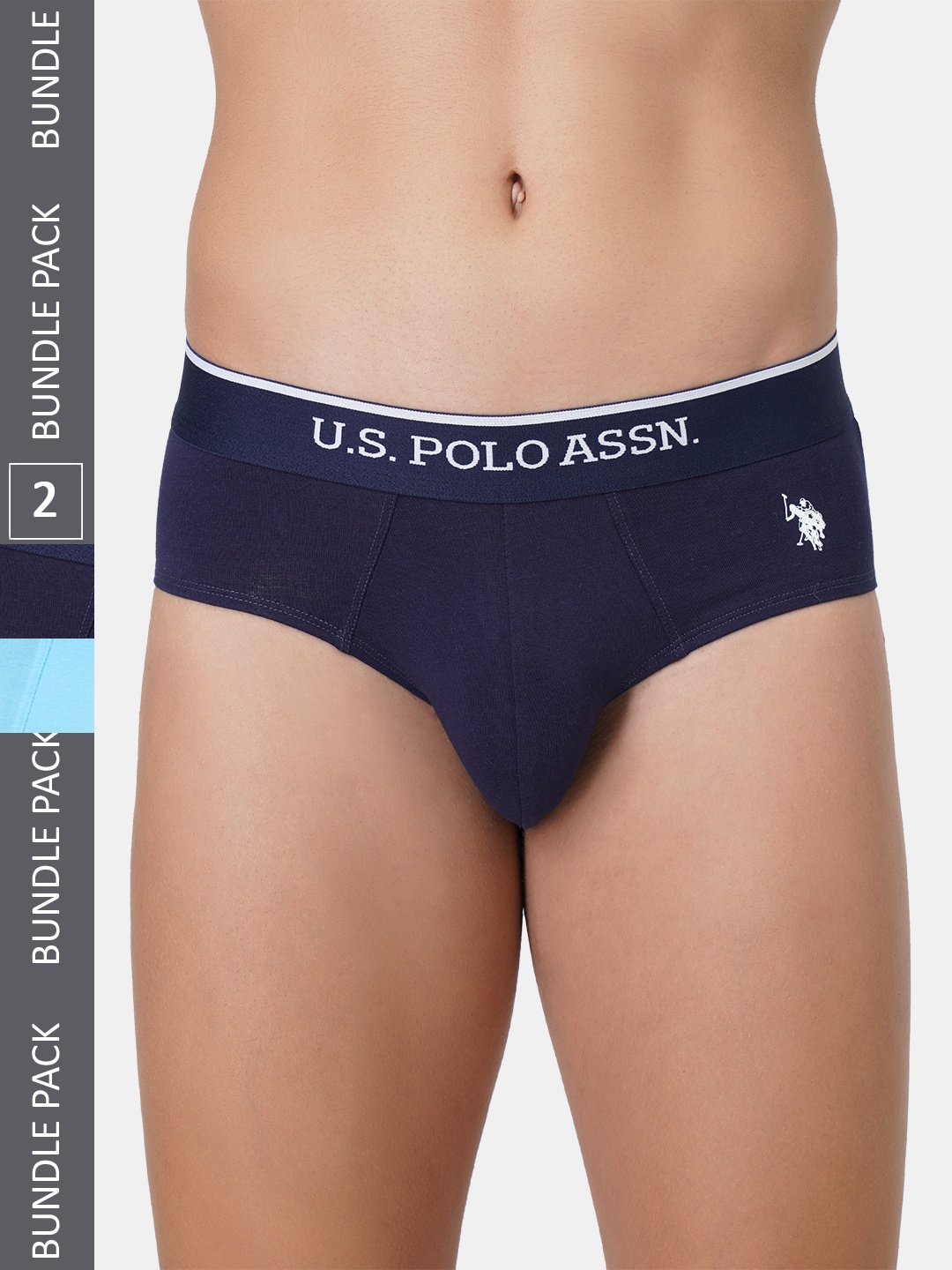 

U.S. Polo Assn. Men Pack Of 2 Cotton Anti Bacterial Basic Briefs, Navy blue