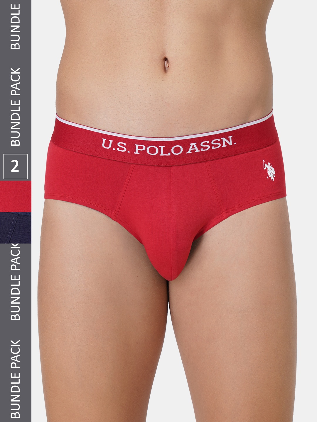 

U.S. Polo Assn. Men Pack Of 2 Mid-Rise Basic Brief, Navy blue