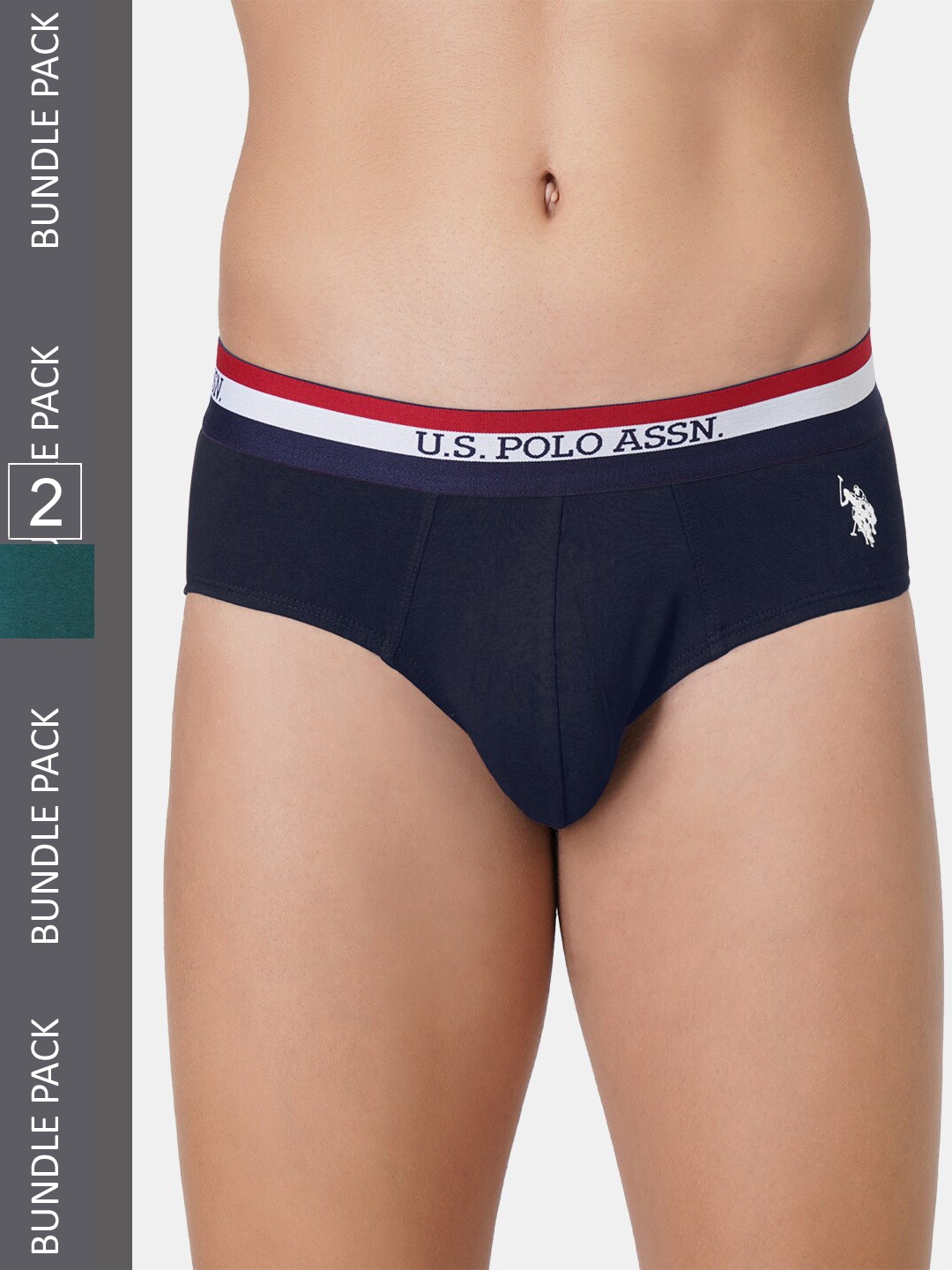 

U.S. Polo Assn. Men Pack Of 2 Cotton Basic Briefs, Navy blue