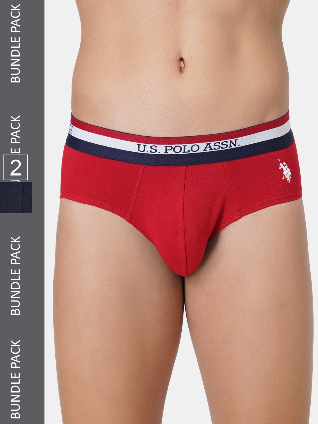 

U.S. Polo Assn. Men Pack Of 2 Basic Cotton Briefs, Navy blue