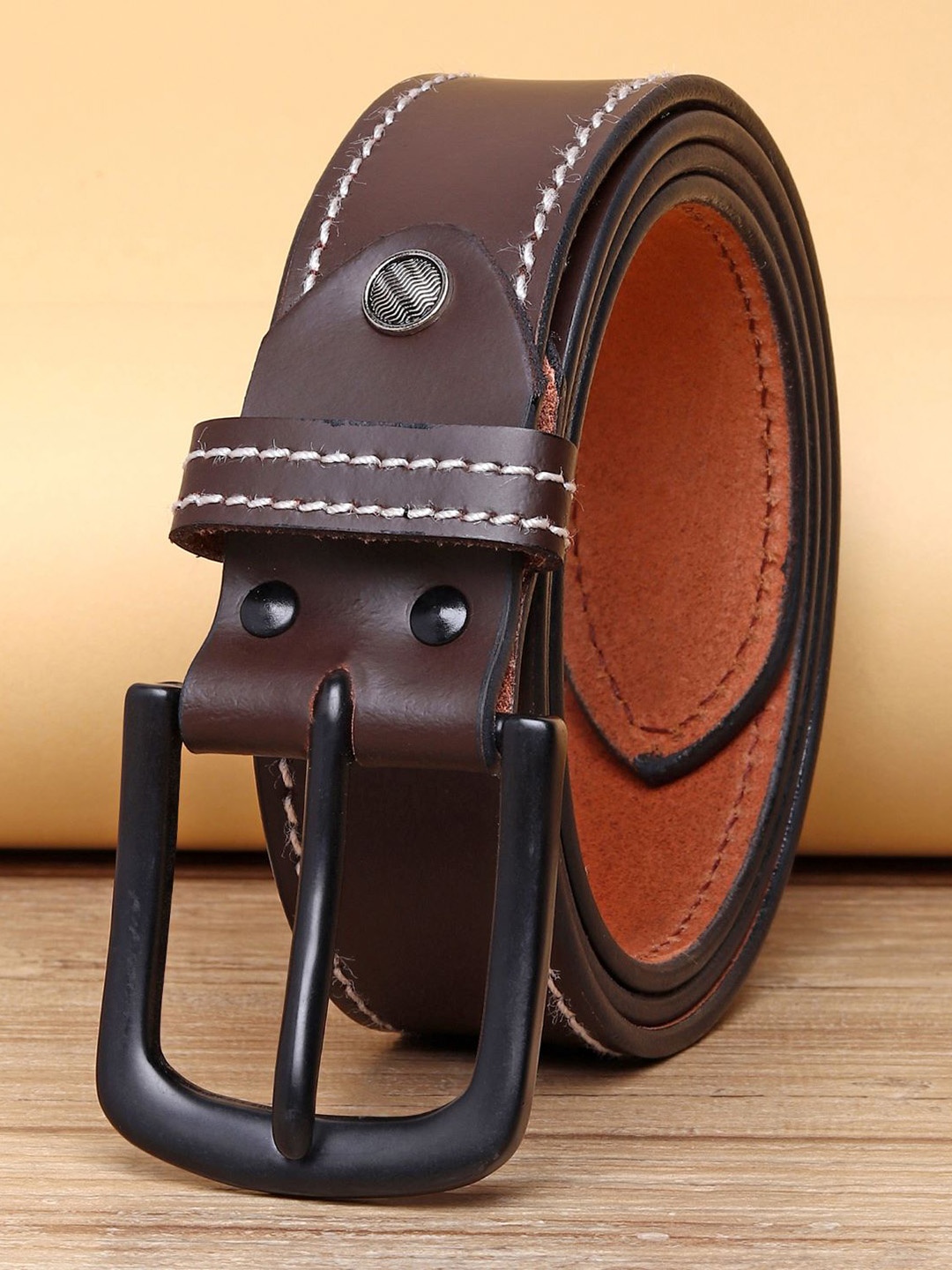 

URBAN ALFAMI Men Leather Belt, Brown