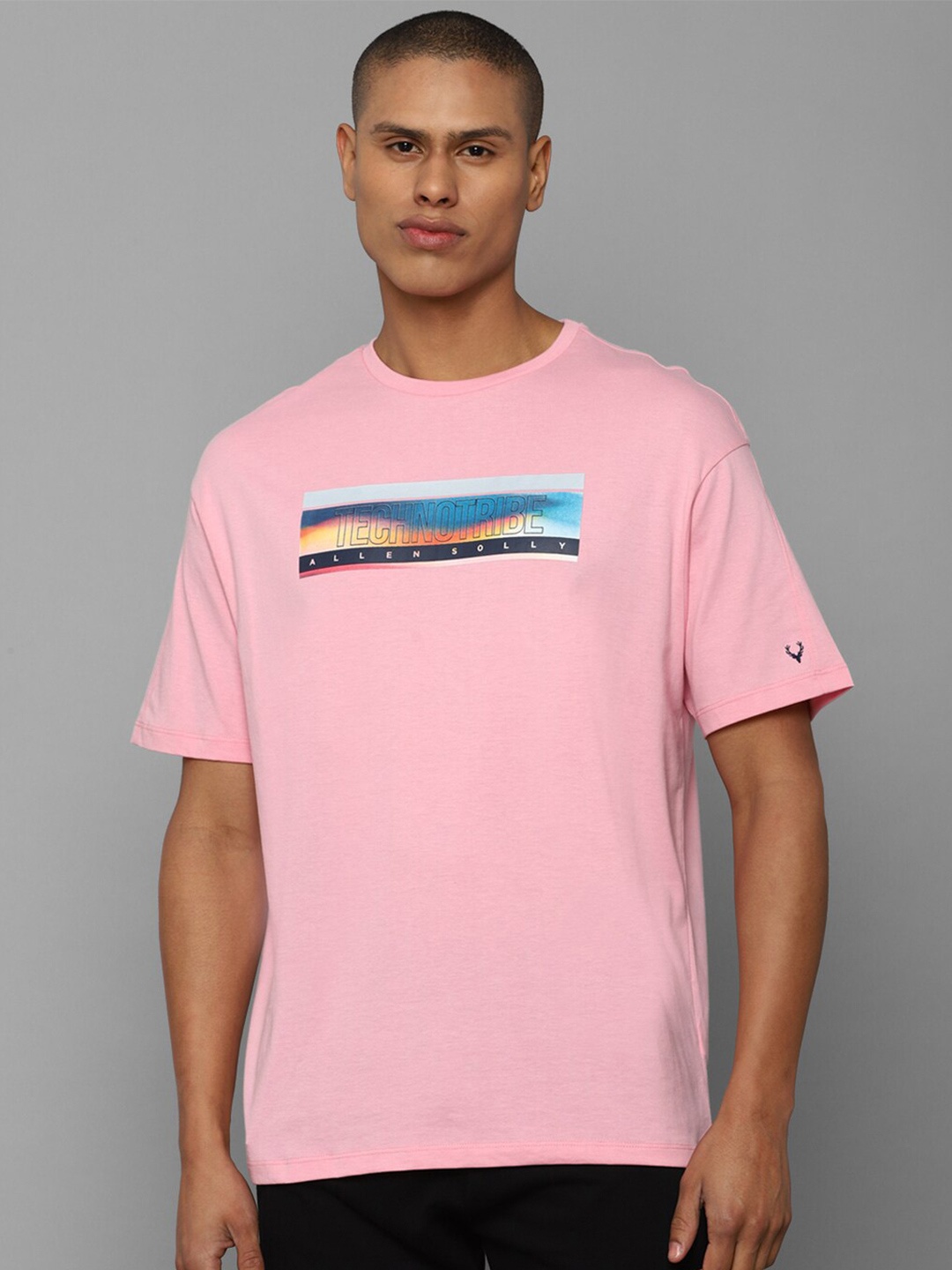 Allen Solly Tribe Men Typography Printed Pure Cotton T-shirt, Pink
