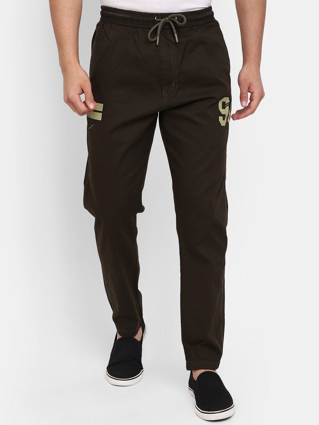 

V-Mart Men Solid Cotton Track Pants, Olive