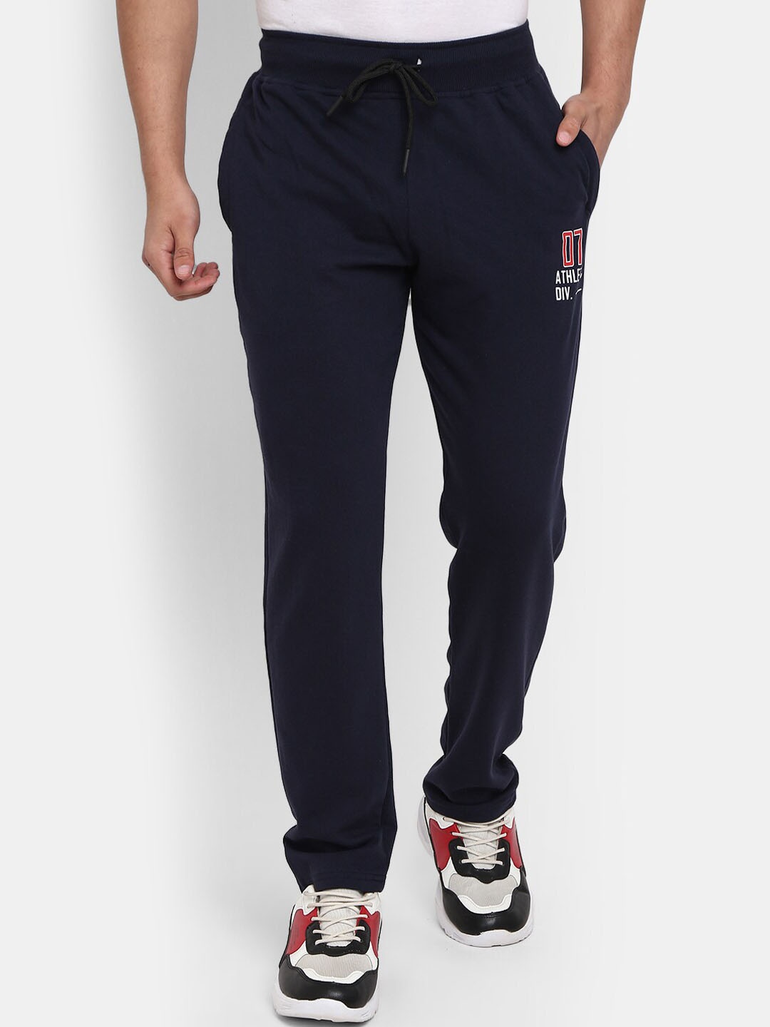 

V-Mart Men Solid Cotton Track Pants, Navy blue