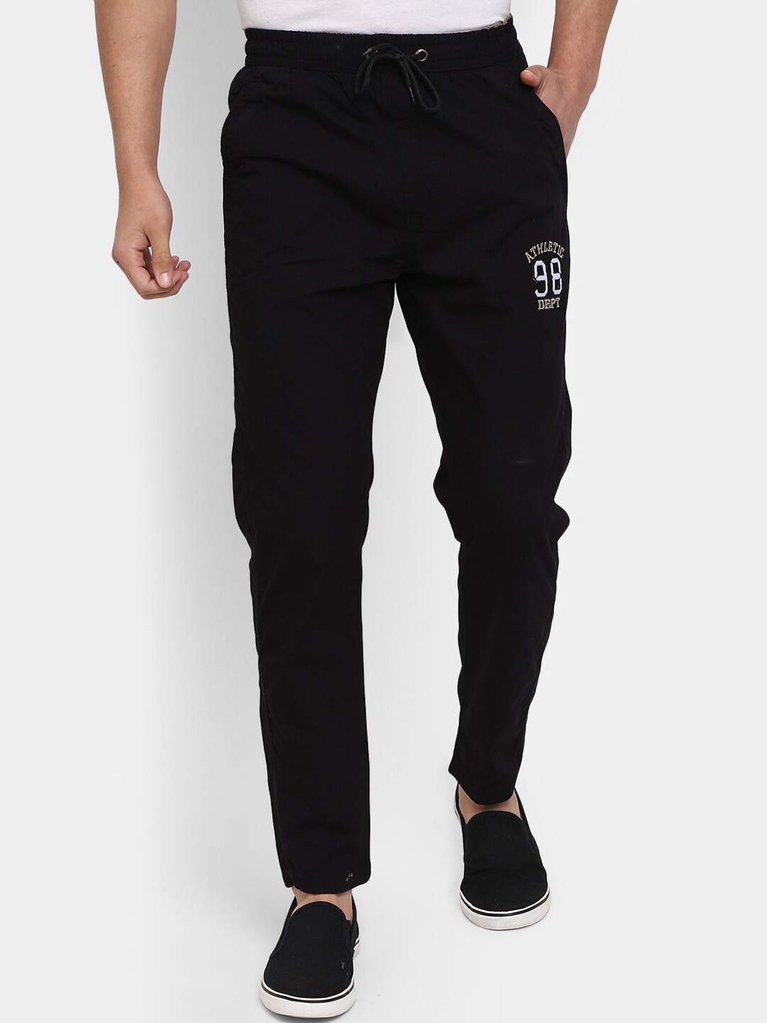 

V-Mart Men Solid Cotton Track Pants, Black