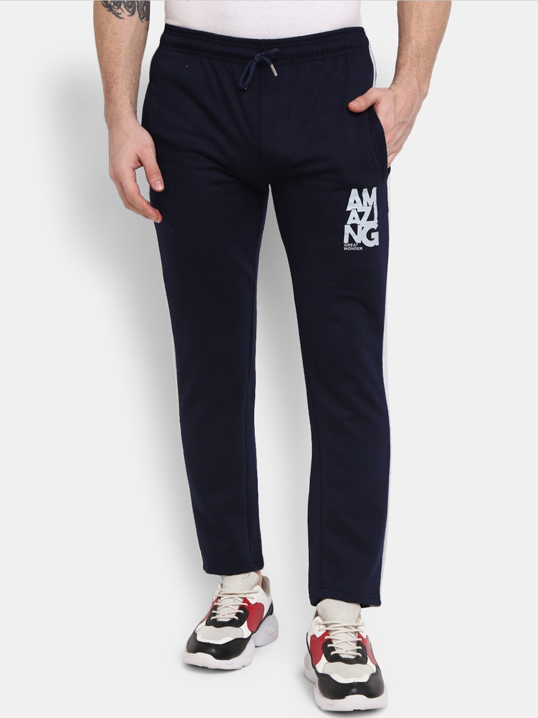 

V-Mart Men Solid Cotton Track Pant, Navy blue