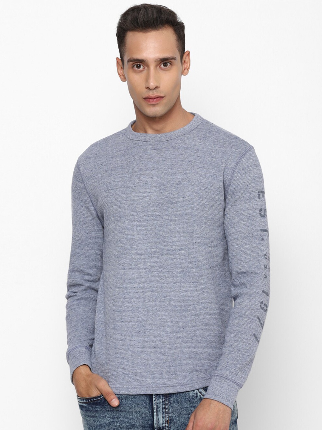 

AMERICAN EAGLE OUTFITTERS Men Typography Printed Pure Cotton T-shirt, Blue
