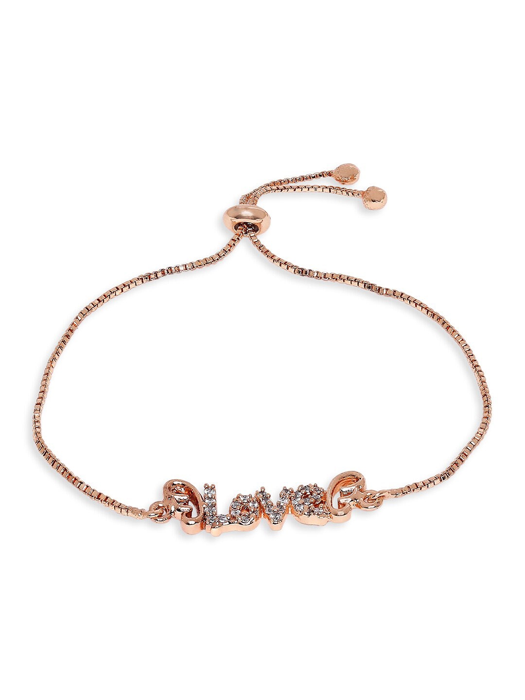 

BARSANO Women Rose Gold-Plated Brass Cubic Zirconia Wraparound Bracelet