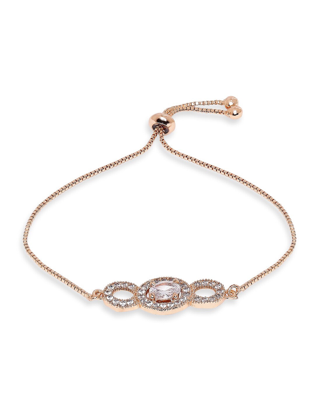 

BARSANO Women Rose Gold-Plated Brass Cubic Zirconia Wraparound Bracelet