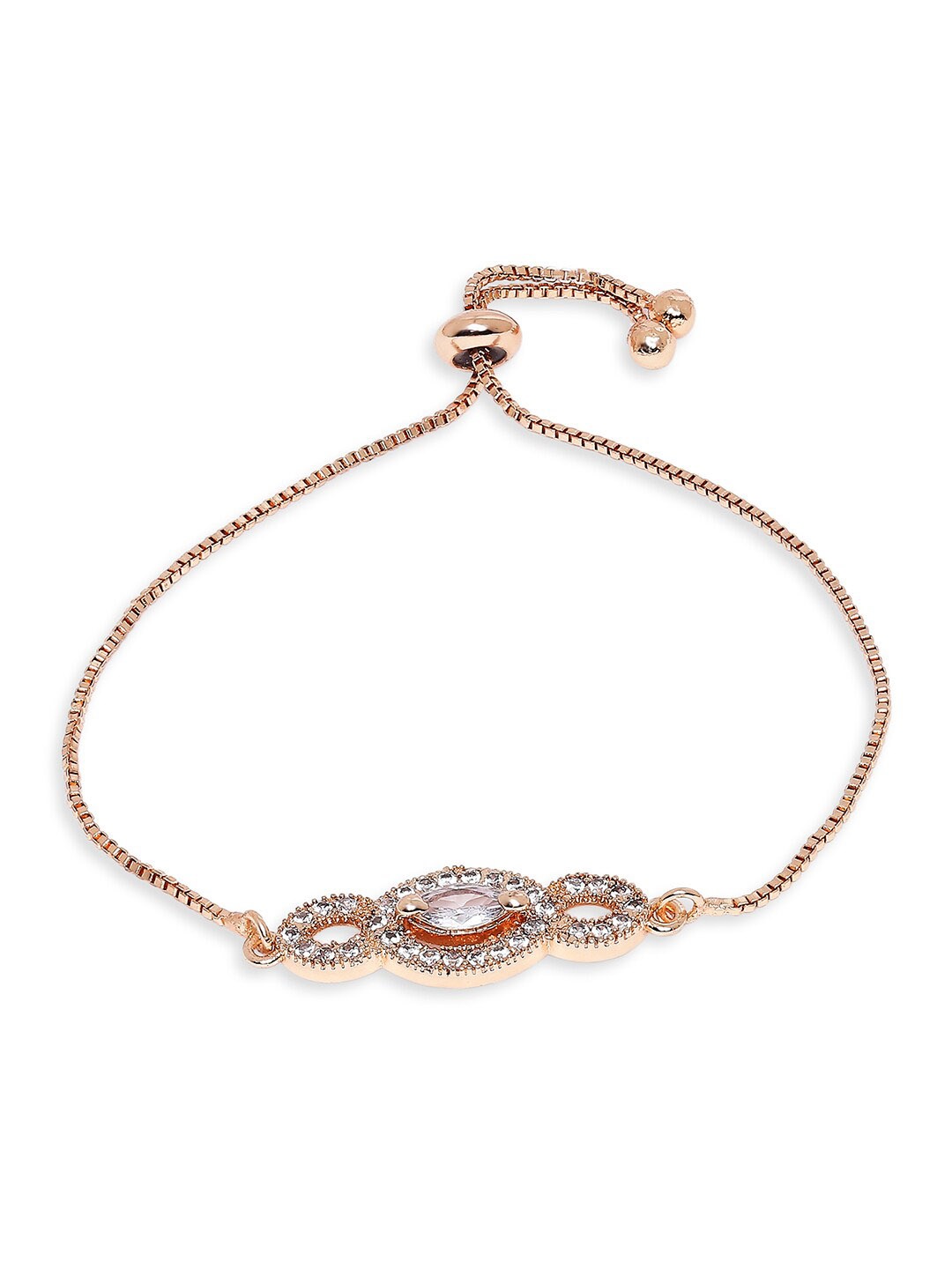 

BARSANO Women Rose Gold-Plated Brass Cubic Zirconia Wraparound Bracelet