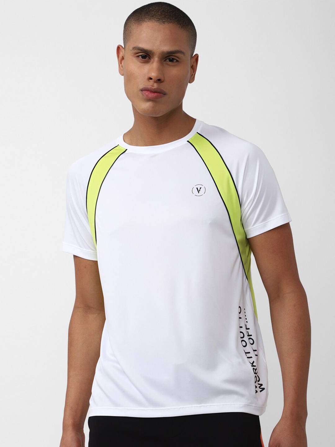 

Van Heusen Flex Men Typography Printed Slim Fit Sports T-shirt, White