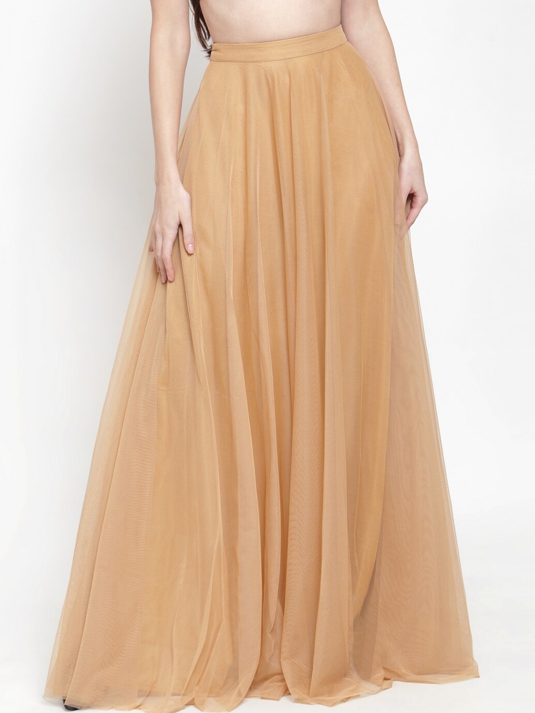 

Just Wow Women Flared Maxi Skirt, Beige