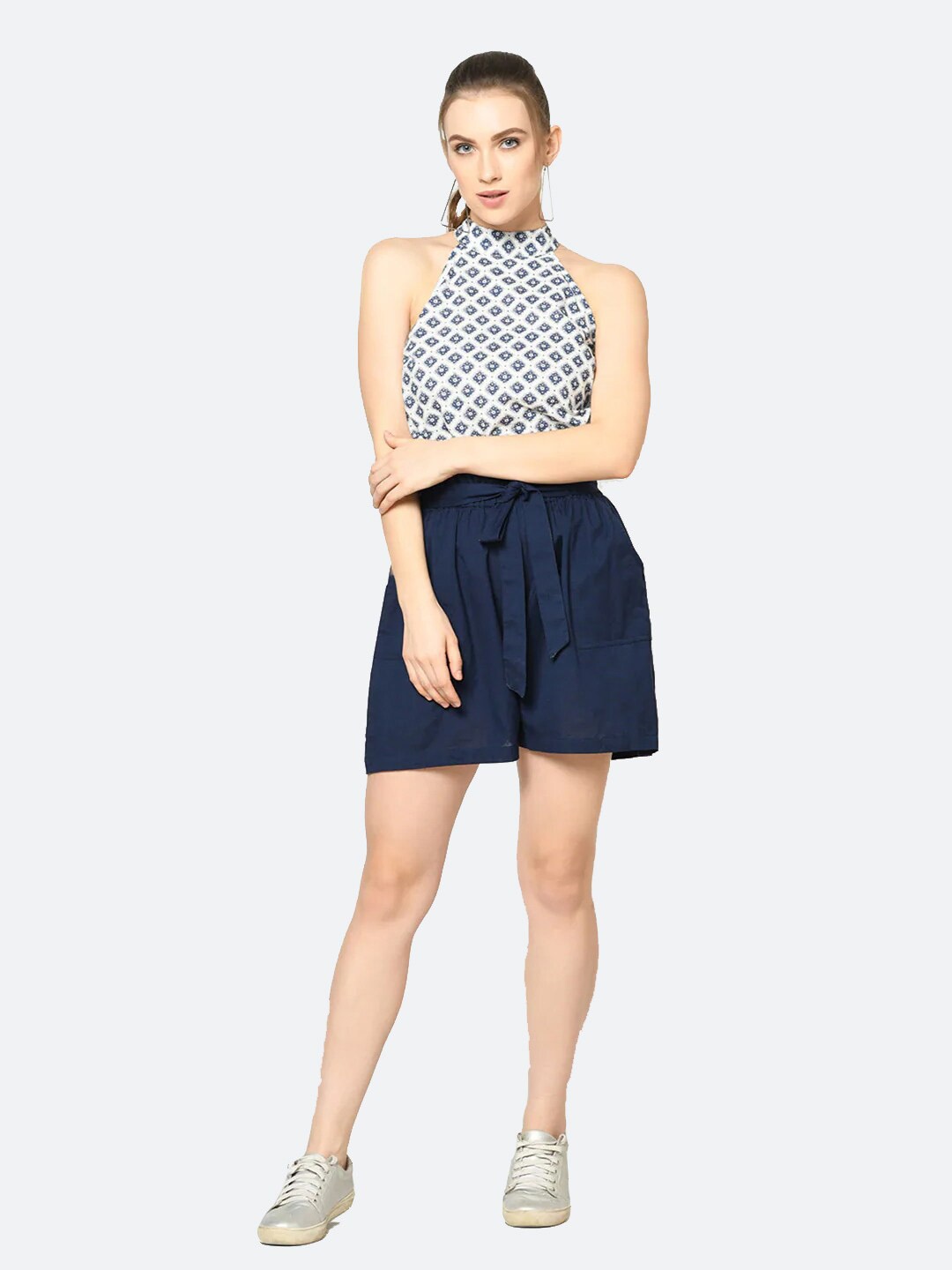 

SQew Halter Neck Printed Jumpsuit, Blue