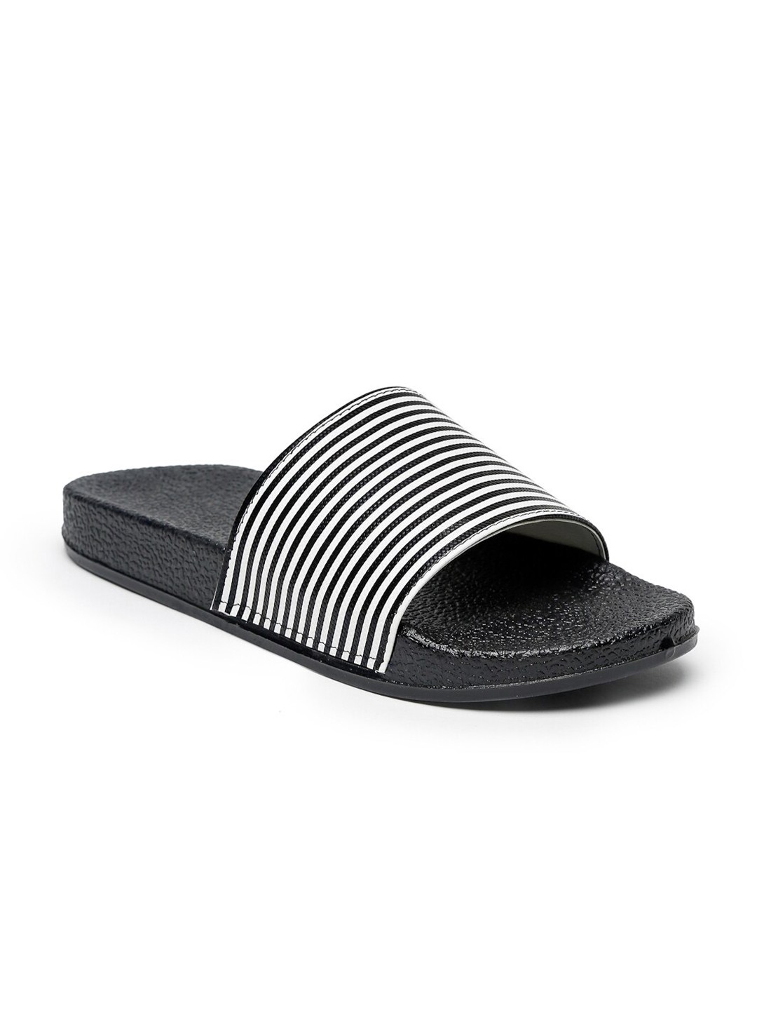 

Misto Women Striped Sliders, Black