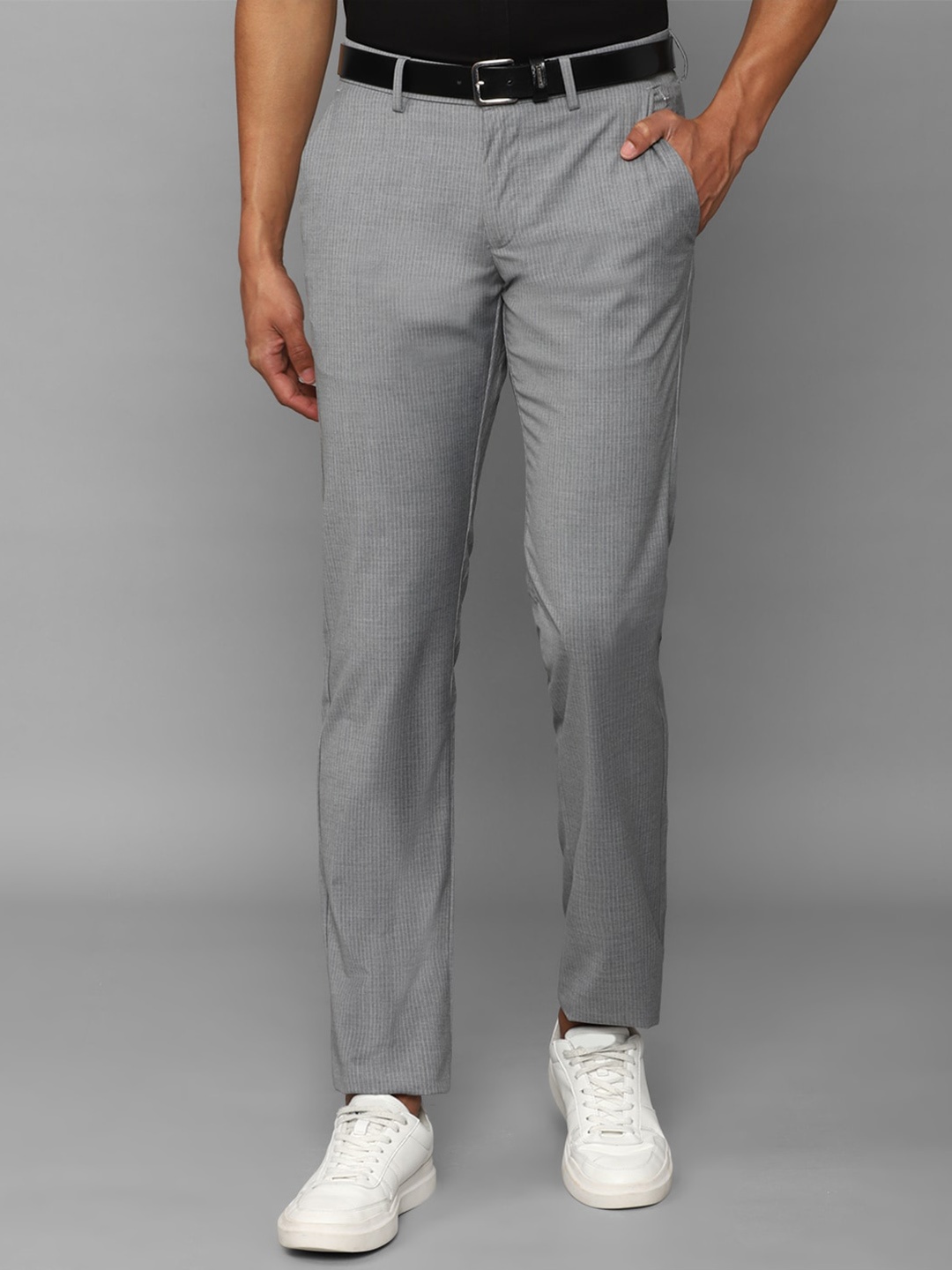 

Allen Solly Men Textured Slim Fit Trousers, Grey