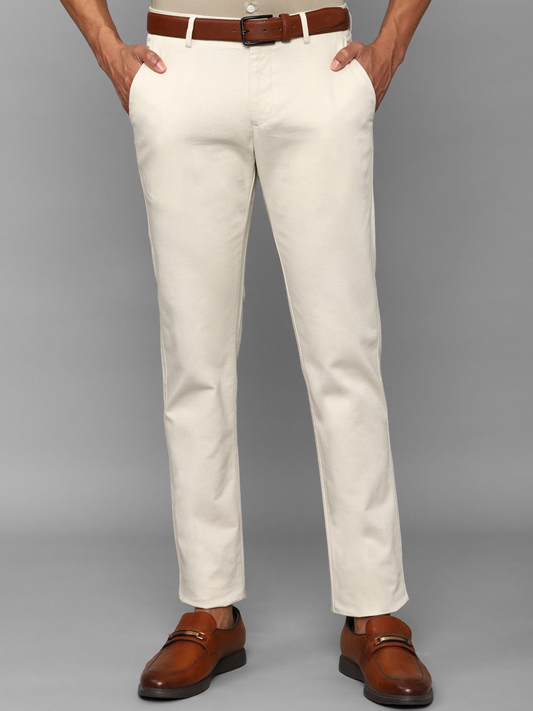 

Allen Solly Sport Men Textured Slim Fit Formal Trousers, Cream