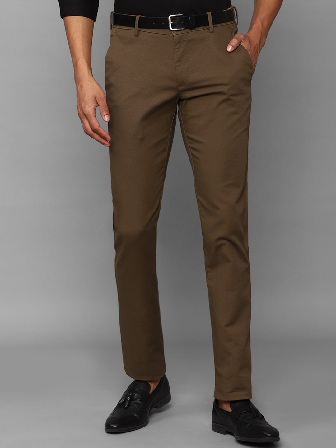 

Allen Solly Sport Men Textured Slim Fit Formal Trousers, Brown