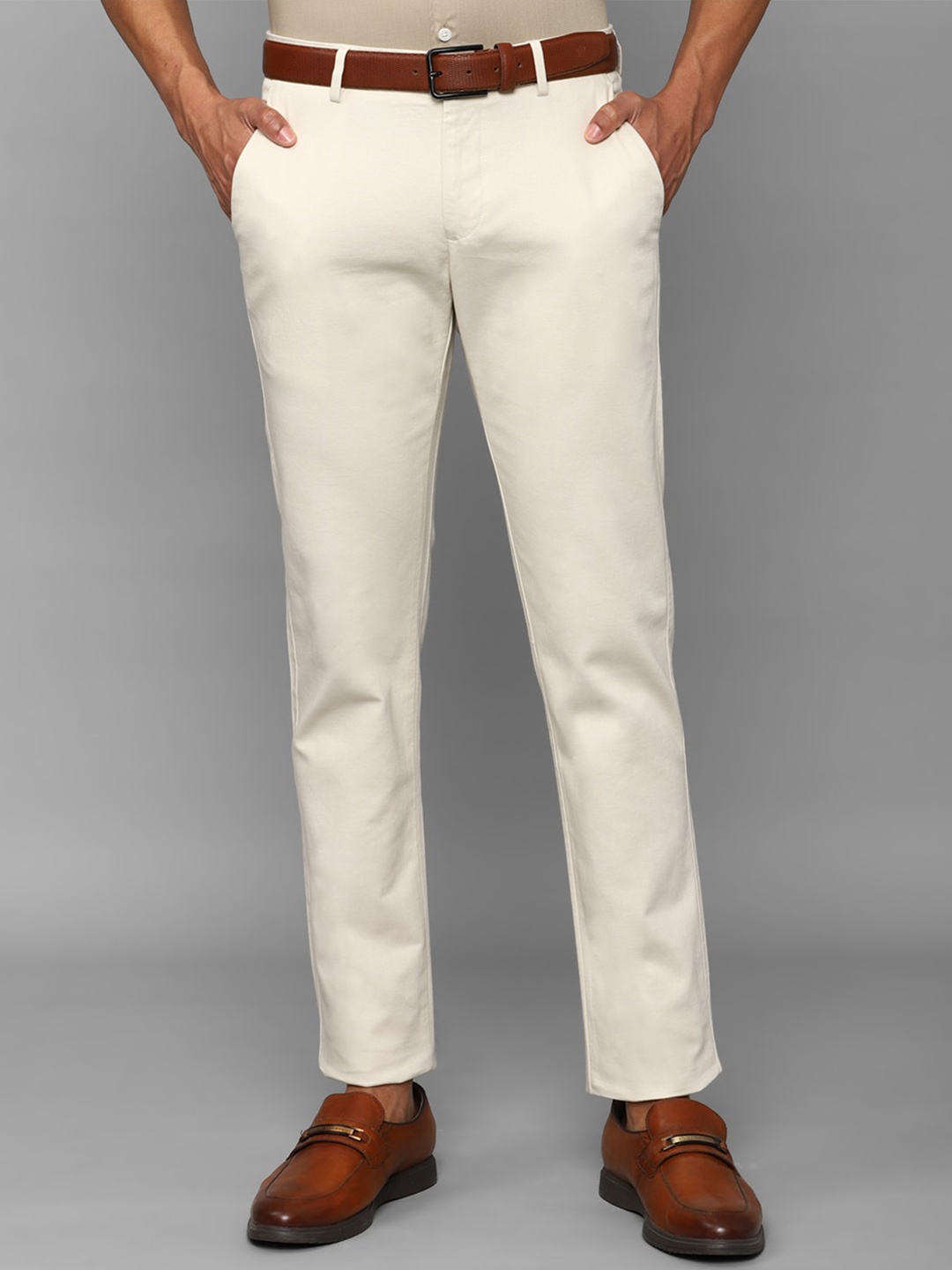 

Allen Solly Sport Men Textured Slim Fit Formal Trousers, Cream