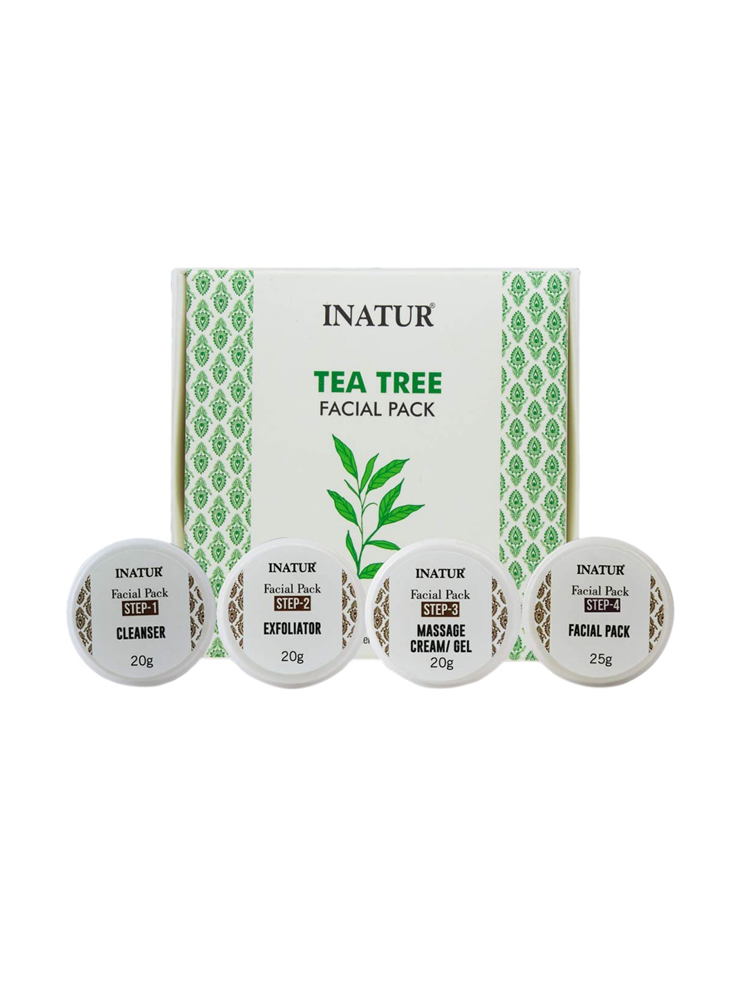 

Inatur 4-Piece Tea Tree Anti-Acne Facial Pack - 85 g, White