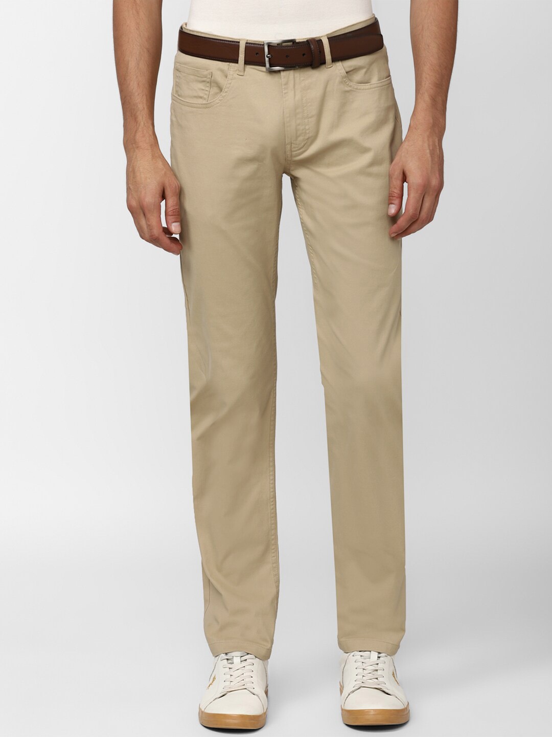 

Peter England Casuals Men Slim Fit Trousers, Beige