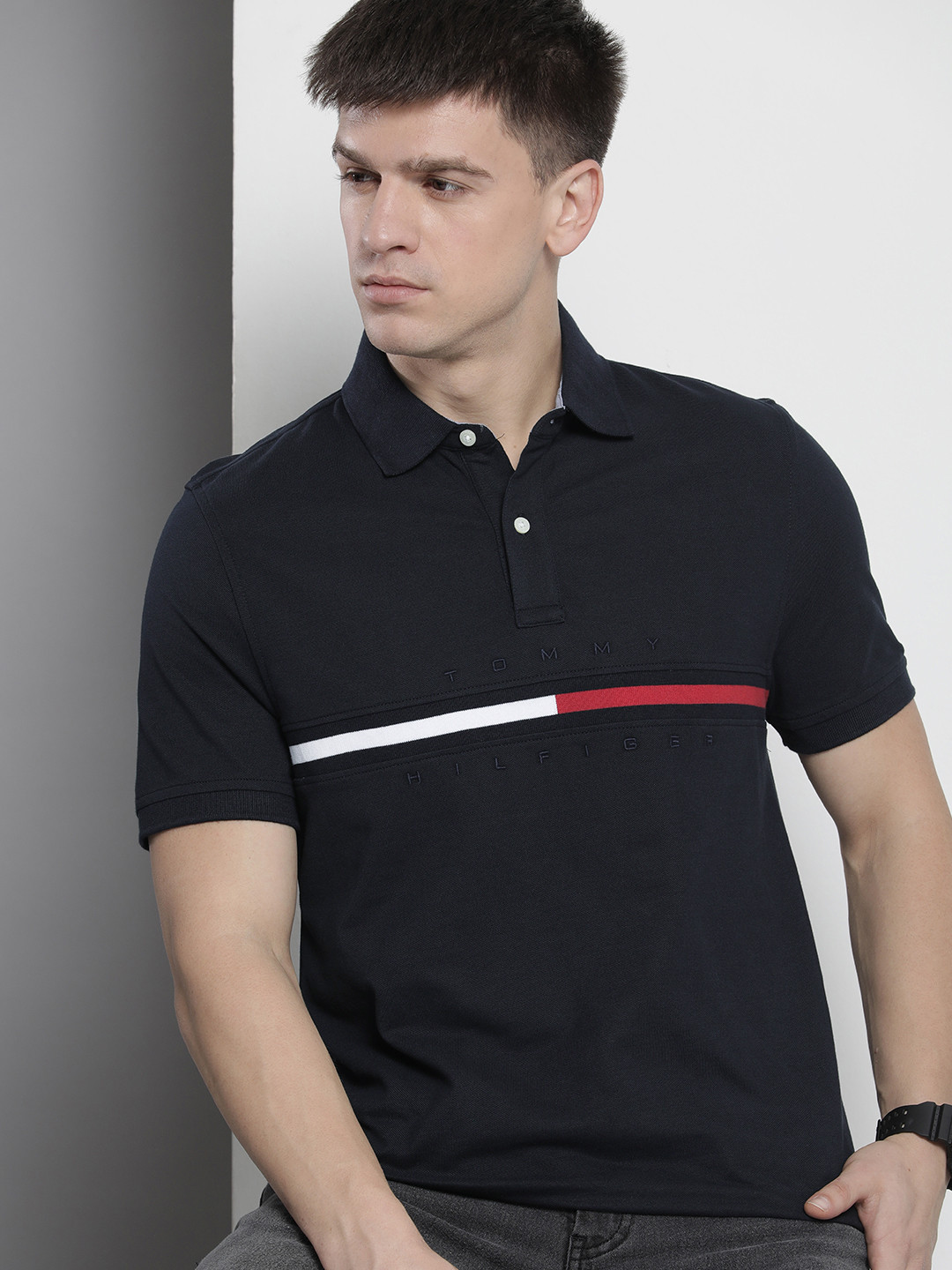 

Tommy Hilfiger Men Polo Collar T-shirt, Navy blue