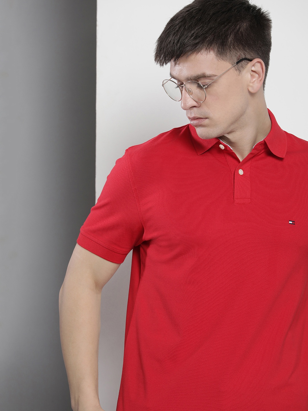 

Tommy Hilfiger Men Solid Polo Collar T-shirt, Red