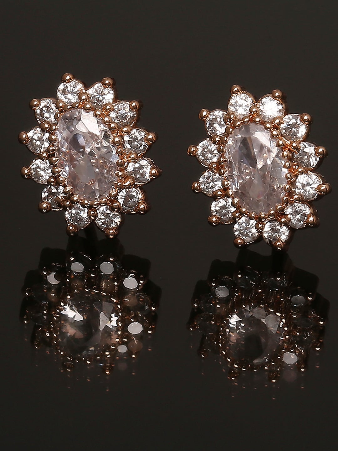 

BARSANO Rose Gold-Plated Contemporary Studs Earrings