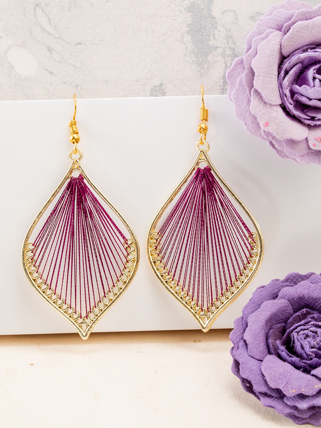 

BARSANO Gold-Plated Contemporary Drop Earrings