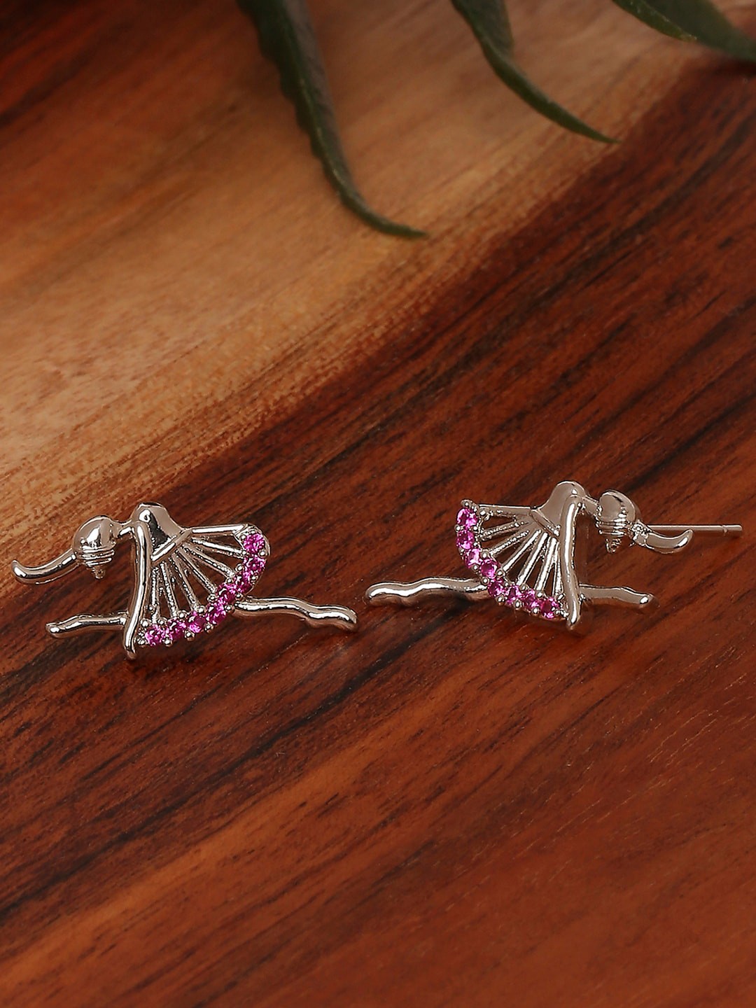 

BARSANO Rhodium-Plated Contemporary Studs Earrings, Silver